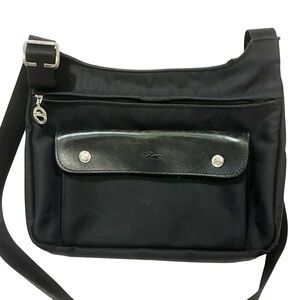 Longchamp Planetes Nylon Leather Black Crossbody